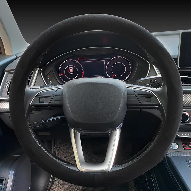 Carodi Suede Steering Wheel Cover ï¼Œ Non-Slip Leather Car Interior Fitting 15-inch Universal - Image 1